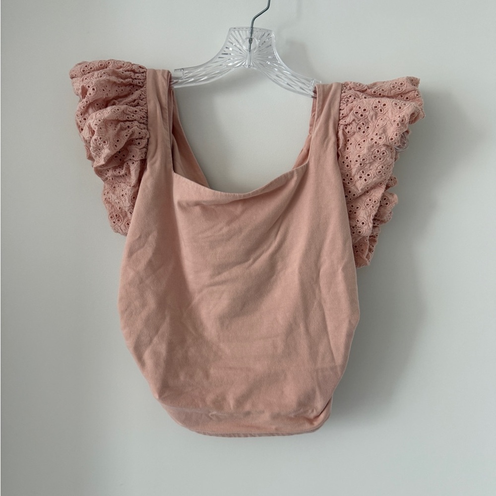 Express Blush Eyelet Ruffle Sleeve Blouse